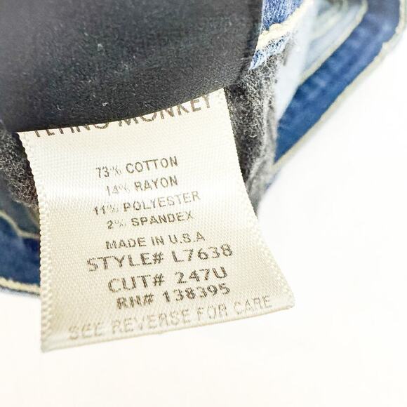 Flying Monkey Dark Wash Distressed Denim Jeans Size 27 - Picture 7 of 8